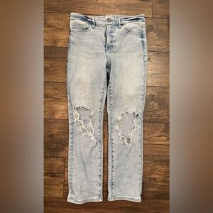 Good American Light Blue Distressed Straight Leg Jeans